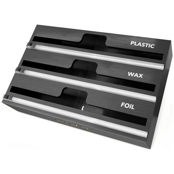 🩵NIB Black Bamboo Kitchen Wrap Cutter & Drawer Organizer - Picture 1 of 12